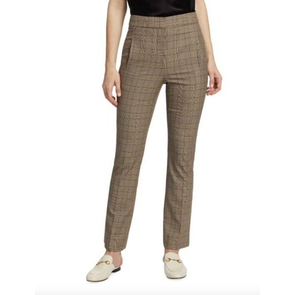 VERONICA‎ BEARD Arte Slim Plaid Pants Brown Size 6 NWT